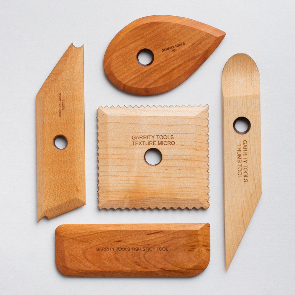 Garrity Tools wooden Plate Kit includes pottery tools on white background