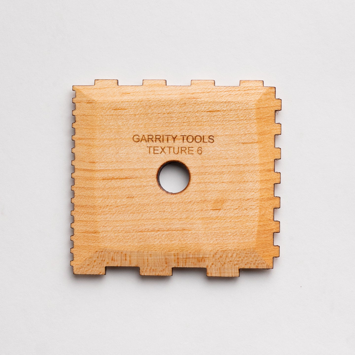 Garrity Tools Texture 6 wooden pottery tool on white background